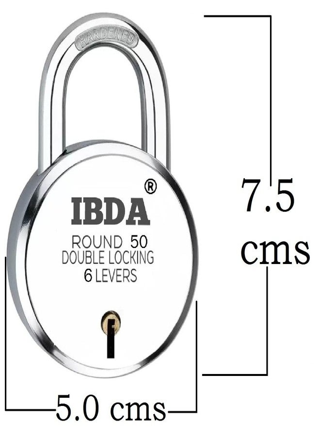 IBDA قفل صغير من IBDA، ٥٠ مم، مع ٦ مفاتيح | قفل ومفتاح | قفل مزدوج | تقنية ٦ أذرع | قفل بهيكل فولاذي بدون مسامير | قفل للاستخدام الداخلي، للمنزل، البوابة، الباب، الكادي، القناة، السلسلة، المحل، المدرسة، المستودع - Image 2